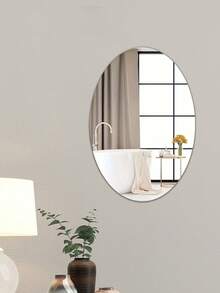 OUTANA 1pc/2pcs Acrylic Oval Self-Adhesive Home Decor Wall Mirror, Modern Minimalist Design Removable Full-Length Mirror Wall Sticker, No Drilling Required, Suitable For Living Room, Bathroom, Dining Room, Office, Gym, Bedroom, Dorm, Classroom - Multicolor - View 6
