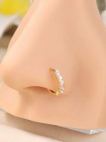 1 件 8 毫米镀金全 CZ 鼻环 - 20G 精致密镶鼻环，男女皆宜，防过敏螺旋鼻饰，闪亮简约鼻环 - HNR-39 - 查看 1