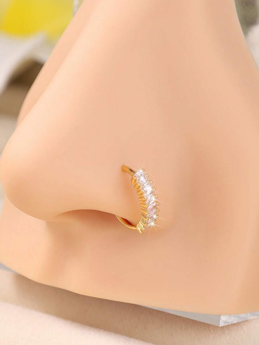 1 件 8 毫米镀金全 CZ 鼻环 - 20G 精致密镶鼻环，男女皆宜，防过敏螺旋鼻饰，闪亮简约鼻环 - HNR-39 - 查看 1