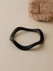 1pc Elegant Wavy Resin Wide Bangle Bracelet, Versatile Beach Vacation Style
