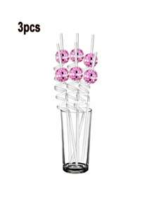 3/5/6/10PCS Disco Ball Decor Straws, Reusable Plastic Disco Ball Straws, Mirror Ball Straws, Black Plastic Straws, Reflective Spiral Straws, 70s Disco Party Decorations, Party Favors, Suitable For Disco Party, Birthday Party, Wedding, Kitchen, Christmas Decoration, 1PC