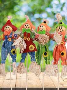 1 pièce Décoration d'épouvantail d'Halloween pour l'extérieur, style aléatoire, épouvantail d'automne de 30 cm pour la récolte. Décorations d'épouvantail debout pour le jardin, la maison, l'école, la cour, le porche, la décoration d'action de grâce