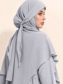 1pc Women Muslim Prayer Robe Long Hijab Scarf With Tie, Convenient Daily Tie-Sided Muslim Headscarf,Women Abaya For Dress - Multicolor - View 11