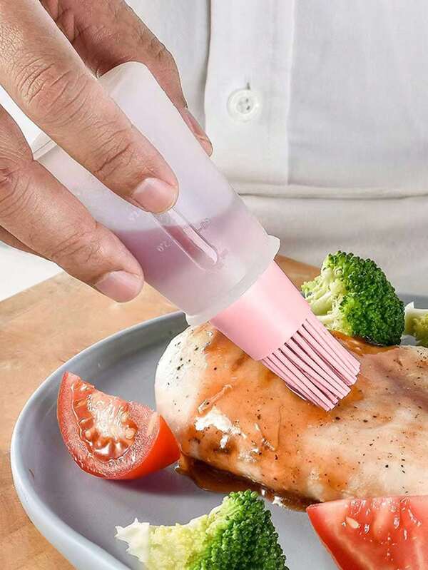2 piezas Pincel de silicona para untar, pincel para aceite de hornear, resistente a altas temperaturas, con botella