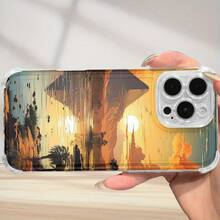 Funda para teléfono (1 unidad). Diseño con estampado de cocoteros al atardecer. Compatible con 16 Plus, XS, 15 Pro, 12, 13 Pro, 14 y 11. Cuenta con TPU transparente y esquinas suaves. - Colores mixtos 1 - Ver 3