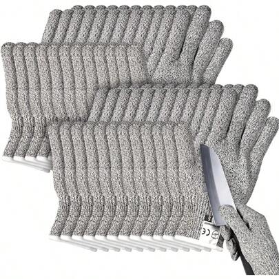 Xuhal 12 Pairs Cut Resistant Gloves Level 5 Protection Cutting Safety Kitchen Anti Cut Gloves For Kitchen L