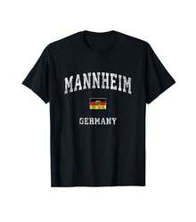 Mannheim Germany Vintage Athletic Sports Design T-Shirt Cheap Gift For Dad Gift For Music Teas - Black - View 1