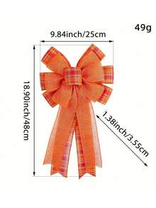 2pcs/Set 18.90inch Thanksgiving Pumpkin Bow Party Supplies, Autumn Home Decor Harvest Festival Striped Bow Decorations, For Christmas Tree, Outdoor, Garden, Event Party DIY Wreath Accessories Christmas Decorations Room Decor Winter