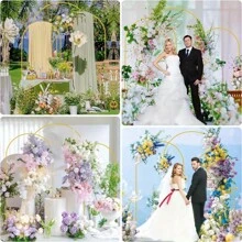 Soporte de arco de boda fondo de oro metálico, soporte de arco de fondo para ceremonia, fiesta de cumpleaños, fiesta de novia, banquete, decoración del día de San Valentín, arco de boda elegante de metal dorado - Tamaños 6.5ft/5ft/4ft para ceremonias, cumpleaños y fiestas de jardín, arco de boda de metal para fondo de jardín