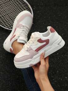 2025春季新款女款黑白学生运动鞋时尚百搭透气运动鞋休闲鞋ins风 - 淺粉色 - 查看 6