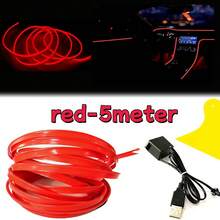 Balabaxer Car LED Strip Lights Interior Ambient Glow For Cars, Trucks, SUVs - 9ft/16ft/32ft USB 5V Multi-Color Neon EL Wire With Fuse Protection,Waterproof Flexible Automotive Mood Lighting For Dashboard, Footwell, Cup Holder, Decks, PC Gaming Setup, Home Desk DIY Decoration - 紅色 - 查看 10