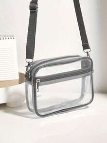 1 件轻质透明斜挎包，拉链开合，无衬里，PVC 材质，时尚白领上班族大学、工作、商务、通勤、办公室、周年纪念、生日礼物、情人节礼物、礼物、透明、透明防水包，适合女士、夏季、度假和海滩，非常适合音乐节 - 彩色 - 查看 7