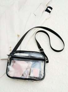 1 件轻质透明斜挎包，拉链开合，无衬里，PVC 材质，时尚白领上班族大学、工作、商务、通勤、办公室、周年纪念、生日礼物、情人节礼物、礼物、透明、透明防水包，适合女士、夏季、度假和海滩，非常适合音乐节 - 彩色 - 查看 8