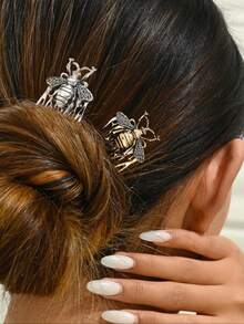 1 件复古锌合金独特设计蜜蜂形侧发梳，梳子，发梳，发饰，头饰，婚礼