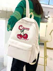 卡通樱桃印花女孩背包大容量笔记本电脑背包，返校经典休闲背包大学背包轻便学校书包，适合女孩男孩，女孩背包书包适合中学青少年背包，防盗笔记本电脑背包旅行背包书包礼物