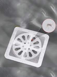 10/50件/套 一次性排水口过滤盖，淋浴排水口毛发收集器，地漏滤网贴纸，网状淋浴排水口盖，洗脸盆毛发塞，自粘式浴室配件浴室工具