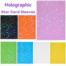 Vorinclex 60 piezas de fundas para cartas con diseño holográfico de estrellas - Diseño de foil con destellos láser, funda protectora de PP sin ácido de 66x91mm - Fundas con diseño de gema rota y escarcha para cartas coleccionables/fundas para cartas de intercambio de PTCG