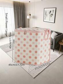 1pc Bohemian Floral Print Foldable Storage Box With Zipper Closure, Large Capacity Polyester Material, Suitable For Clothes, Quilts, Dorm Room And Closet Organization - Multicolor - View 12