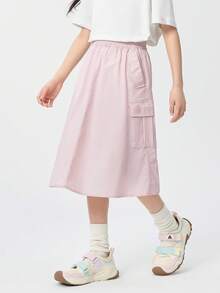 Balabala Tween Girl 粉色 2025 夏季新款雨伞工装裙