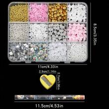 500PCS 3D Nail Decoration And Peace Bottom Pearl, A Variety Of Style Resin Bow Accessories Pink And White Star -Shaped Heart -Shaped Flat -Back Pearl Style Mixed, Used For Manual DIY Art Decoration - 彩色 - 查看 8