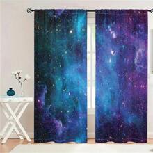 2Pcs Galaxy Curtains Space Cosmic Universe Stars Blackout Window Curtains Thermal Insulated Drapes For Living Room Bedroom Kitchen Bathroom Home Decor Fantasy Sky Space Theme Curtains Aesthetic Room Decor Cortinas Para La Sala 3D Digital Printing Window Treatment Tapestry Wall Hanging Art Decoration
