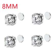 2PCS Magnetic Ear Clips Stud Earrings Non Piercing Strong Magnet Fake Piercing Women Men Black Silver Jewelry Clip Earrings Jewelry Stainless Steel Set 6/8mm Magnetic Stud Earrings For Men Women Non-Piercing Clip-On Earrings Magnet Ear Jewelry