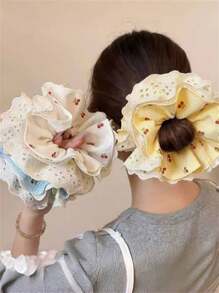 1 pièce Chouchou en dentelle doux et élégant pour femme, support de queue de cheval, convient aux robes, accessoire capillaire pour le port quotidien, printemps/été, chouchous de style bohème chic
