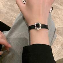 1 件锆石皮革扣手链，甜美酷炫的 Ins 风格高端优雅手镯，适合女性日常佩戴 - 彩色 - 查看 4