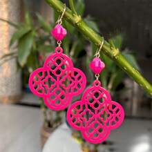 1 par de brincos femininos estilo Lucky Flower Hollow Drop, adequados para uso diário, primavera/verão