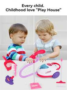 1pc Kids Realistic Vacuum Cleaner Toy Set, Mini Handheld Portable With Roller, Colorful Lights, Educational & Interactive Cleaning Playset, Suitable For 3-12 Years Old Boys And Girls, Gift