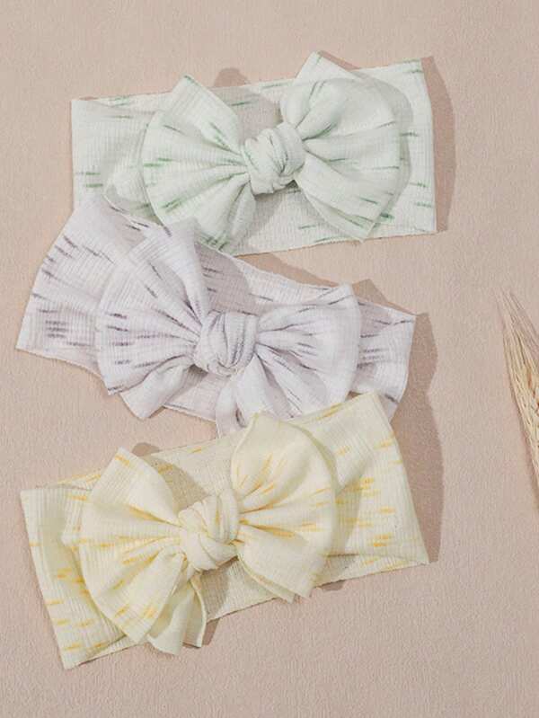 3 pièces/set Serre-tête bébé élastiques avec nœud dégradé, accessoires pour cheveux de bébé doux et confortables