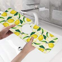 1Pc Lemon Print Kitchen Sink Splash Guard Faucet Mat ,Absorbent Fast Drying Mat Sink Gadgets-Splash For Kitchen, Bathroom,Sink Mat, Dish Drying Mat, Bathroom