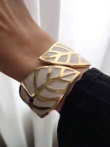 1pc Vintage Bohemian Leaf Design Adjustable Cuff Bracelet, Fashionable & Unique Style, Suitable For Daily Wear And Party