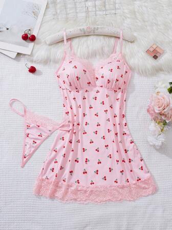 2pcs Women Sexy Nightgown & Robe Pajamas Set