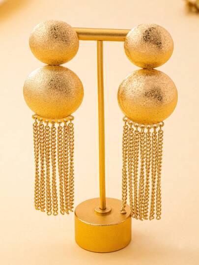 One Pair Of Fation Stud Earrings Clear Surface Chunky Jewelry