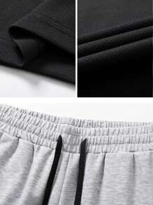 Men's Comfortable Casual Loose Short Sleeve Shorts Set, Summer