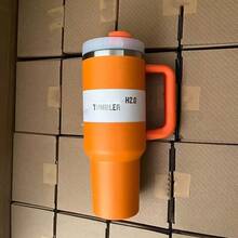 StanleyQuencher H2.0 Flat Cup With Handle And Straw 40 Oz / Position Lid / Cup Holder For Travel / Linsulated Stainless Steel Cup / No BPA / 2.0 - 橘色 - 查看 5