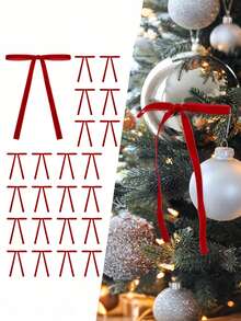 24 pièces Nœuds de velours de Noël pour arbre, guirlande, couronne, décoration vintage. Nœuds de velours pour décoration de Noël, sapin de Noël, escalier, cadeaux, ornements d'arbre de Noël (largeur 3/8 po, 5 * 7 pouces)