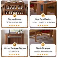 Advwin 118" Extendable Dining Table With Storage, Folding Multipurpose Table For 2-12 People, Modern Wooden Table For Meetings, Weddings, Office, Party - 棕色 - 查看 6