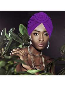 Awegeo 女士纯色头巾，带装饰细节 - 休闲时尚头巾，适合居家和日常佩戴 - 彩色 - 查看 3