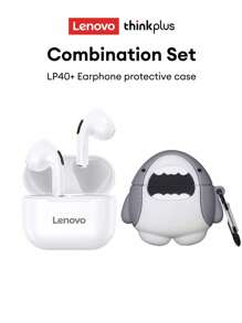 Lenovo Lenovo LP40 Bluetooth Kopfhörer Schutzhülle Set, In-Ear Stil, Sport, tiefer Bass, hochauflösende Anrufe mit Mikrofon, geringe Latenz für Musik & Gaming, Smart Touch, super lange Standby-Zeit, passive Geräuschunterdrückung, kompakte & tragbare kabellose Kopfhörer