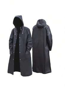 1 pièce Imperméable long noir unisexe Manteau de pluie avec capuche Veste de tranchée pour randonnée extérieure Manteau de pluie pour l'école, le bureau, la maison, les voyages (Avant l'achat, vous devez déterminer la taille correspondante selon le tableau des tailles.)