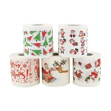 3/1 szt. rolki papieru toaletowego z nadrukiem świątecznym – biały papier, dekoracyjny wystrój domu z motywem Świętego Mikołaja, świąteczny prezent do kawiarni restauracyjnej