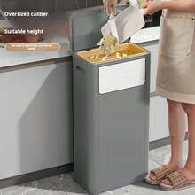 25L Plastic Kitchen Trash Can Slim Waste Bin With Top And Side Opening For Home Office