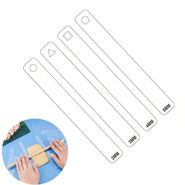 Conjunto de guias de profundidade para argila de polímero, conjunto de guias de argila acrílica com 2/3/4/5 mm de espessura, profundidade de argila de polímero