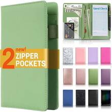 EstiloTendenciaLibro De Servidor Con 2 Bolsillos Con Cierre, Libros De Piel Para Camarera, Libro De Camarera, Libro De Camarera, Resistente Con Bolsillo Para Dinero Y Cierre, Accesorios Para Camarera, Delantal ParaCalidad PremiumVersióN Mejorada