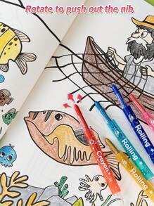 24 Packungen verdrehbare Buntstifte, kräftige Farben, einfacher Griff zum Aufdrehen, keine verschmierenden Farben, Schulmaterial, Rückkehr zur Schule