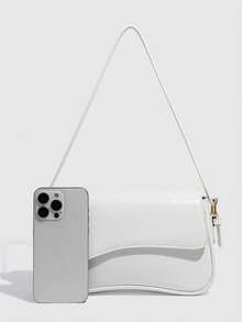 1 件勃艮第简约纯色女士单肩包、翻盖单肩包、法棍包、手提包、腋下包、方包、PU 皮革纹理包、漆皮鳄鱼纹 PU 时尚多功能优雅性感适合手提、单肩、工作、商务、通勤、户外、旅行、包包尺寸：27 * 15 * 6 厘米