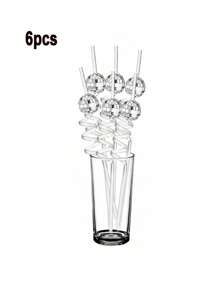 3/5/6/10PCS Disco Ball Decor Straws, Reusable Plastic Disco Ball Straws, Mirror Ball Straws, Black Plastic Straws, Reflective Spiral Straws, 70s Disco Party Decorations, Party Favors, Suitable For Disco Party, Birthday Party, Wedding, Kitchen, Christmas Decoration, 1PC