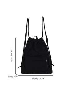 Simple Casual Drawstring Backpack; This Year's New Sports Backpack; Simple And Lightweight Travel Backpack - Black - View 10